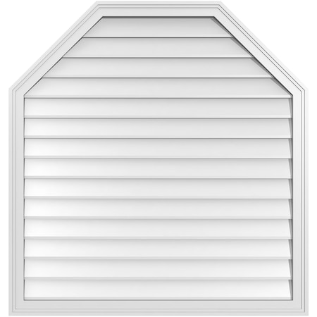 Ekena Millwork Octagonal Top Surface Mount PVC Gable Vent w/ 2"W x 1-1/2"P Brickmould Frame, 40"W x 42"H GVPOT40X4202SN
